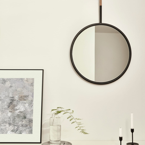 tienda online espejo circular negro y madera