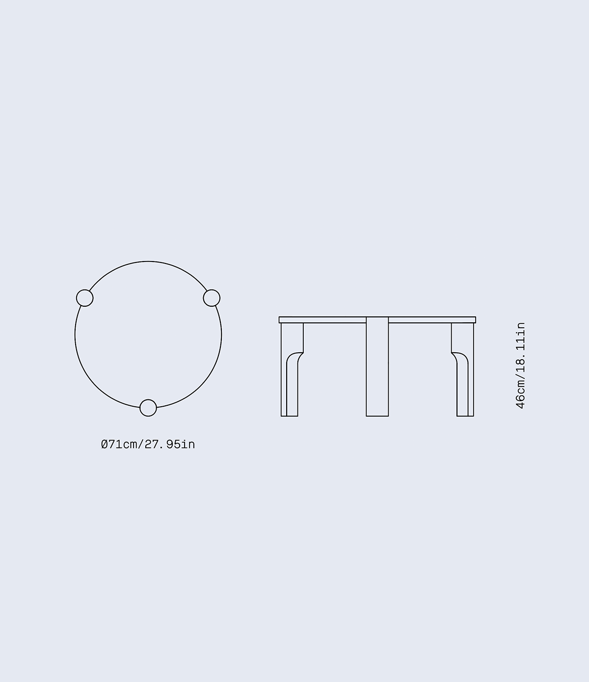 Mesa auxiliar de 71cm en diferentes acabados - Imagen 2