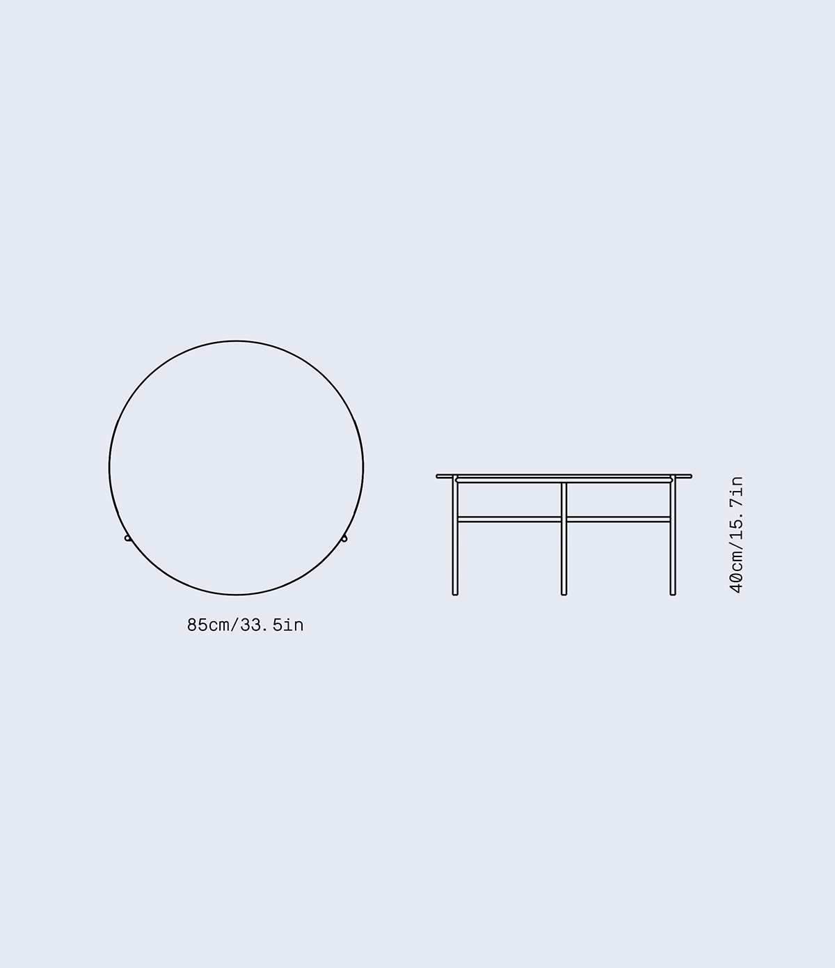 Mesa auxiliar metálica de 85cm Ø en diferentes acabados - Imagen 2
