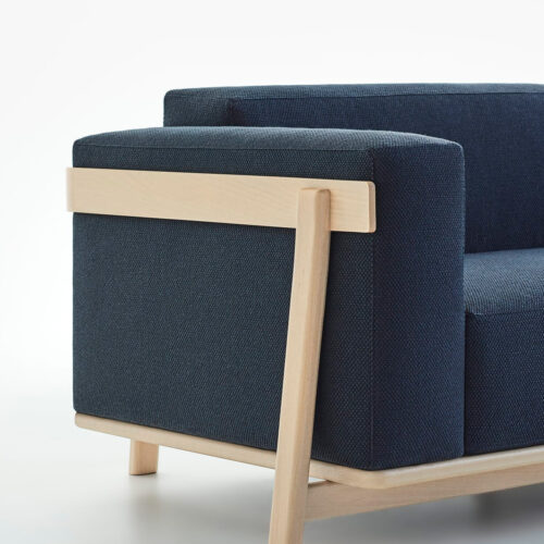 tienda online sofa madera clara tejido color azul seleccion de Franquet barrau