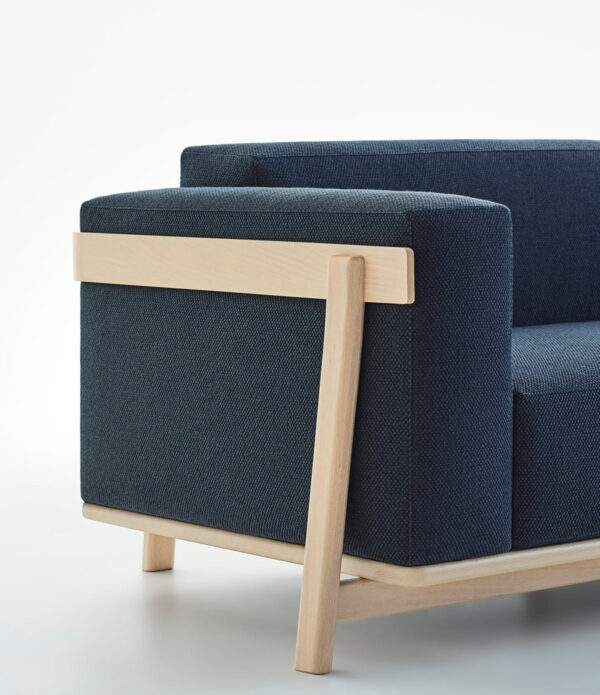 tienda online sofa madera clara tejido color azul seleccion de Franquet barrau
